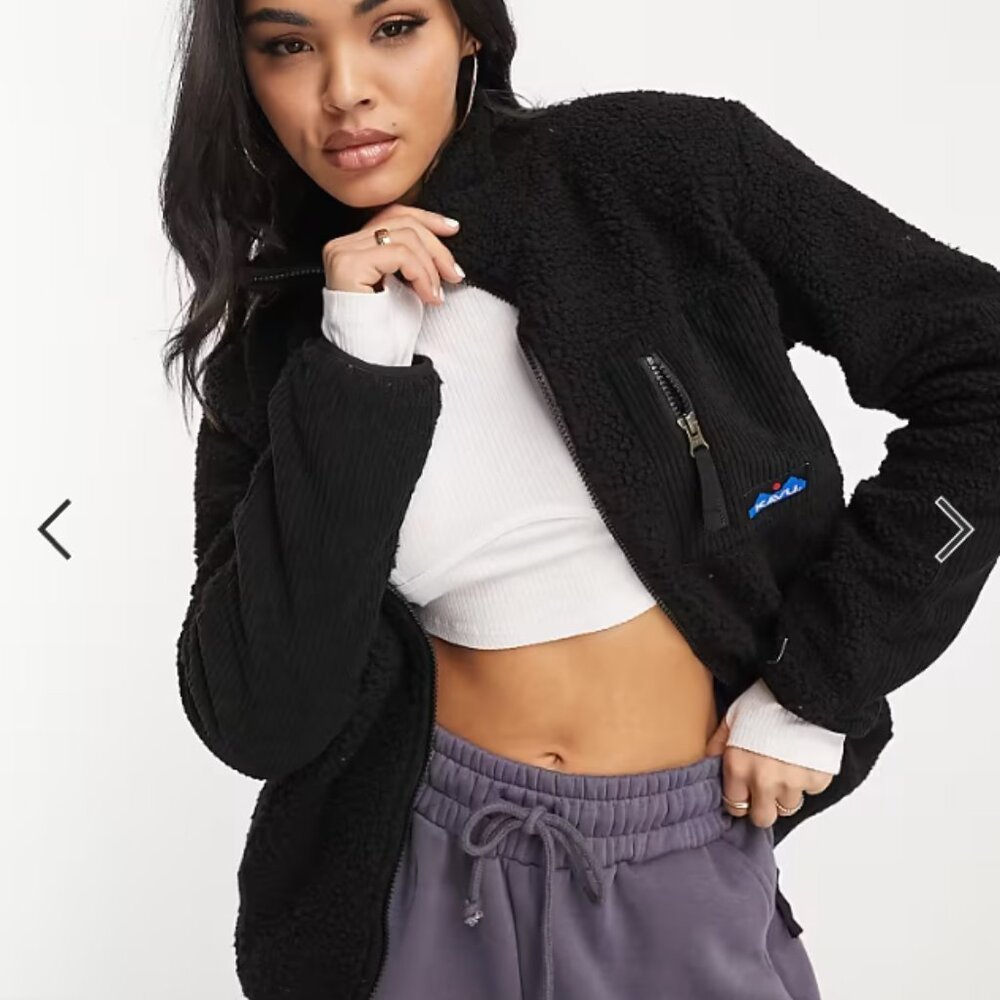 NWT KAVU Pearsoll Sherpa Fleece Jacket in Black Size S